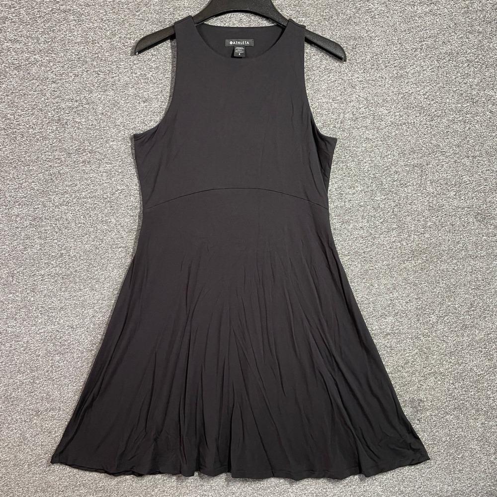 Athleta Dress Womens Small Black Sleeveless Fit and Flare Modal Blend